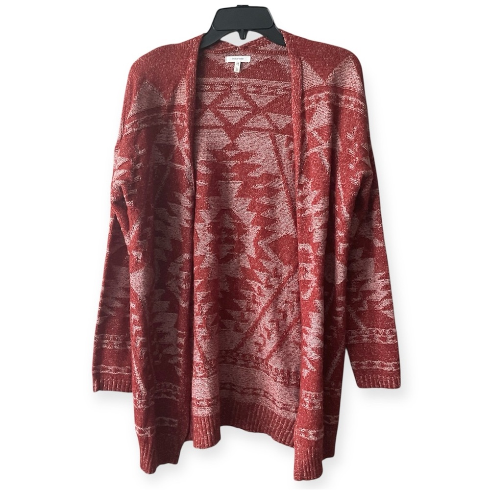 Maurices burnt orange and White Patterned Cardigan